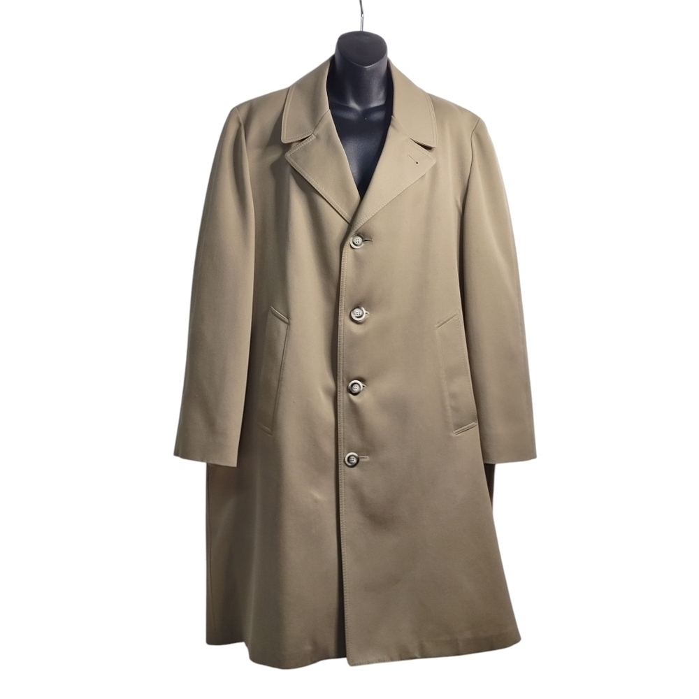 London Fog Trench Coat Men's Brown Removable Faux Fur Lined Size 42R